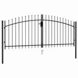 Fence Gate Double Door with Spike Top Steel 3x1.25 m Black 146027