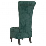 High Back Chair Dark Green Velvet Button Design 352466