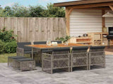 11 Piece Garden Dining Set with Cushions Grey Poly Rattan 3210794