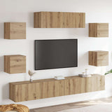7 Piece TV Cabinet Set Wall-mounted Artisan Oak Engineered Wood 3329210