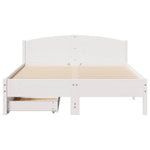 ZNTS Bed Frame without Mattress White 120x190 cm Small Double Solid Wood Pine 3301840