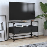 TV Cabinet with Glass Top Black 80x35x51 cm Engineered Wood 846059