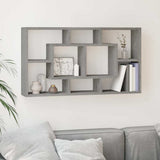 Wall Display Shelf 8 Compartments Concrete Grey 342590