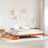 Bed Frame without Mattress Wax Brown 200x200 cm Solid Wood Pine 3301458