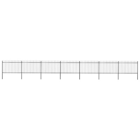 Garden Fence with Spear Top Steel 1248x120 cm Black 277626