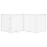 Dog Gate with Door Foldable 4 Panels White 320 cm Solid Wood Fir 352283