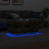 Coffee Table with LED Lights Smoked Oak 90x50x40 cm 839879