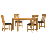 Dining Set 5 pcs Black Solid Oak Wood 3430358