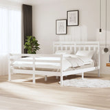 Bed Frame without Mattress White King Size Solid Wood 3100660
