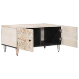 Coffee Table White 80 x 50 x 40 cm Solid Mango Wood 4018373
