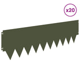 Lawn Edging 20 pcs 103 x 30 cm metal Olive Green 8008315