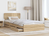 Bed Frame with Drawer Sonoma Oak 75 x 190 cm Engineered Wood 3412236