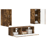 TV Wall Cabinet Set 4 pcs Smoked Oak Engineered Wood 3408912