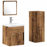 Bathroom Furniture Set with Door 4 pcs Old Wood Engineered Wood 3332571