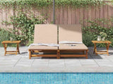 Sun Lounger Reclining with Cushion Beige Solid Acacia Wood 3407701