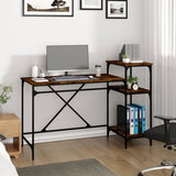 Desk with Shelves Smoked Oak 135x50x90 cm Engineered Wood&Iron 826711