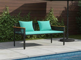 Outdoor Bench Black and Turquoise 117 x 54 x 74.5 cm 42025242
