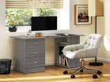 Computer Desk, Writing Table, PC Workstation with 3 Storage Shelves and Drawers, Silver Handle, for T3398P378020