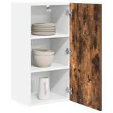 Hanging Cabinet with Door Smoked Oak and White 40 x 31 x 80 cm 884262