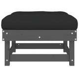 Garden Footstool with Cushion Grey Solid Wood Pine 825438