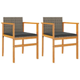 Garden Chairs with Cushions 2 pcs Grey Poly Rattan&Solid Wood 368712