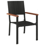 5 Piece Garden Dining Set Black Poly Rattan 3156684