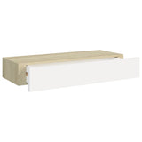 ZNTS Wall-mounted Drawer Shelf Oak and White 60x23.5x10cm MDF 330263