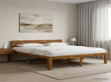 Double Bed Frame with Headboard ROSTOCK Natural 200 x 200 cm 3405471