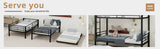 Black-layer wrought iron high and low bed with pull-out bed, reinforced metal bed frame for W3987P434161