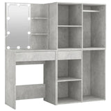 LED Dressing Table with 2 Cabinets Concrete Grey Engineered Wood 3082030