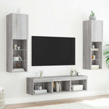 5 Piece TV Wall Units with LED Grey Sonoma Engineered Wood 3216609