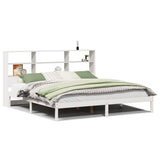 Bookcase Bed without Mattress White 180x200 cm Super King Solid Wood Pine 3321594