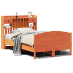 ZNTS Bookcase Bed without Mattress Wax Brown 120x190 cm Small Double Solid Wood Pine 3323157
