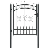 Fence Gate with Spear Top with Lock Grey 103 x 125 cm Steel 42009039
