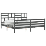 Bed Frame without Mattress Grey 200x200 cm Solid Wood 3194918