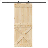 Sliding Door NARVIK Natural and Black 95 x 210 cm 3445369