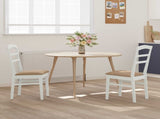 Dining Chair 2 pcs White and Brown Solid Rubber Wood 42020499