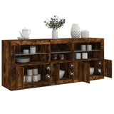 Sideboard with LED Lights Smoked Oak 162x37x67 cm 3208999