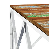 Coffee Table Silver Stainless Steel and Solid Wood Reclaimed 349976