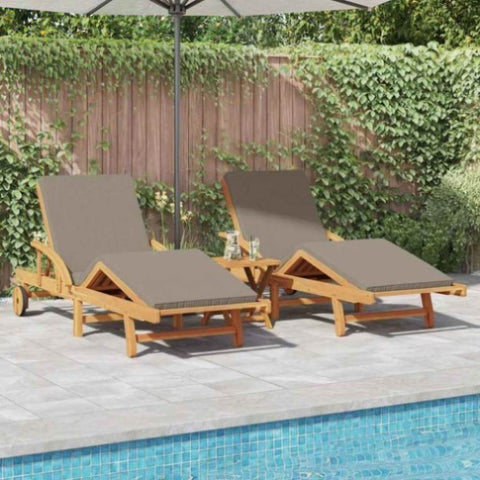 Sun Lounger 2 pcs Taupe 200 x 67 x 84cm Solid Acacia wood 3325179