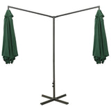 ZNTS Double Garden Parasol with Steel Pole Green 600 cm 312562