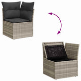 Garden Sofa Set with Cushion 7 pcs Light Grey Poly rattan 3357035