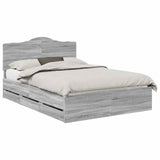 Bed Frame with Drawer Grey Sonoma 140 x 190 cm Engineer Wood 3413420