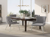 Velvet dining chair, set of 2, luxurious living room/bedroom lounge chair with four silver-colored N606P389327G