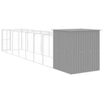 Dog House with Run Light Grey 165x863x181 cm Galvanised Steel 3189106
