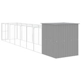 Dog House with Run Light Grey 165x863x181 cm Galvanised Steel 3189106