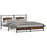 Metal Bed Frame without Mattress Smoked Oak 180x200 cm Super King 3325109