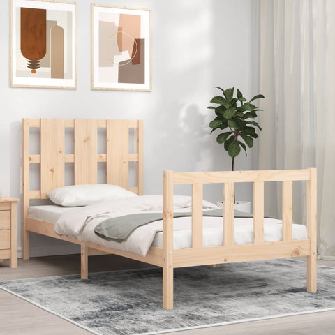 ZNTS Bed Frame without Mattress 90x190 cm Single Solid Wood Pine 3192196