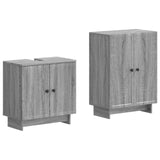 2 Piece Bathroom Cabinet Set EDE Grey Sonoma Engineered Wood 3417582