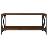 ZNTS Coffee Table Brown Oak 100x50x45 cm Engineered Wood and Iron 823311